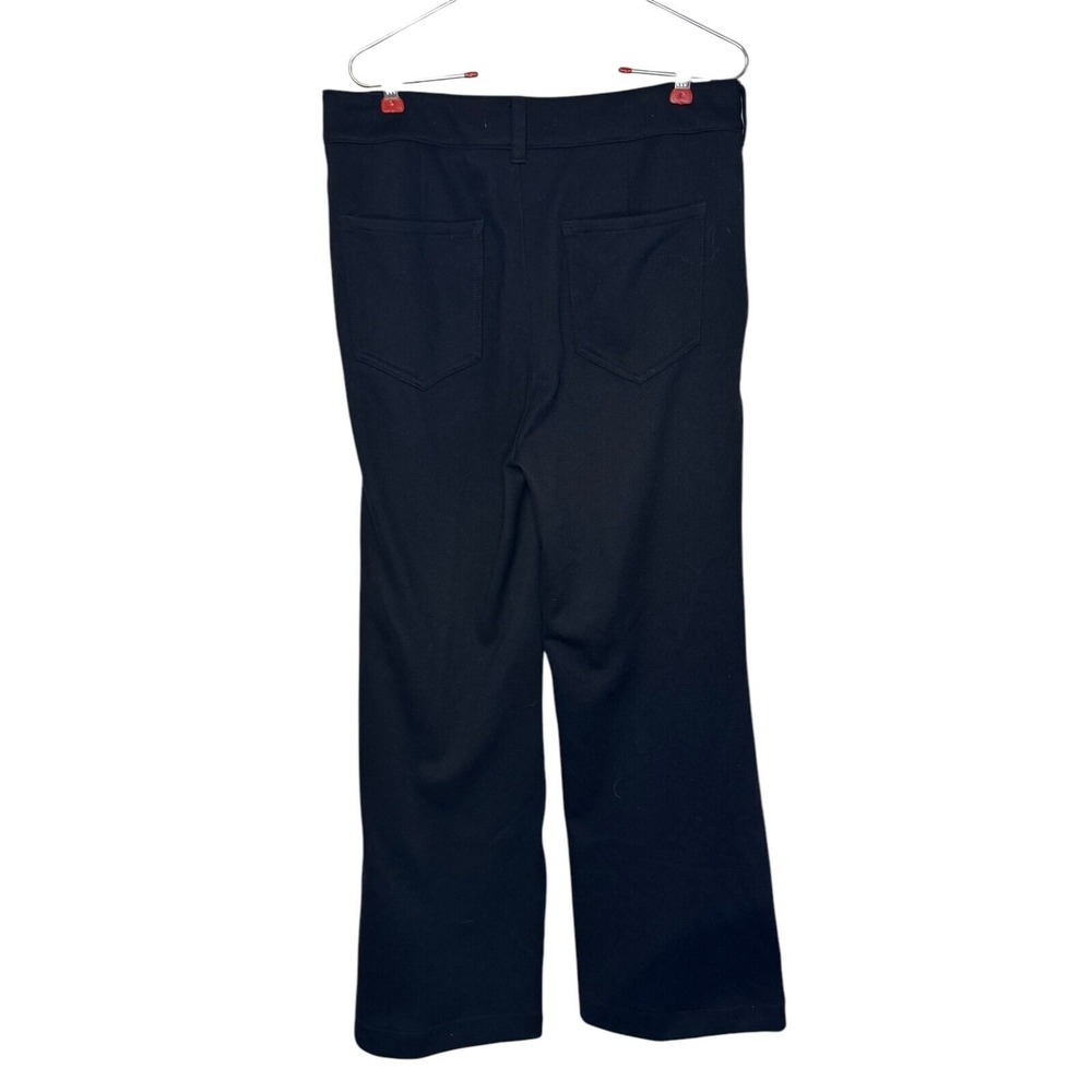 Anthropologie Women Pants Flared Leg Flat Front Pleated Stretch Navy Blue Sz.30 - Picture 6 of 10
